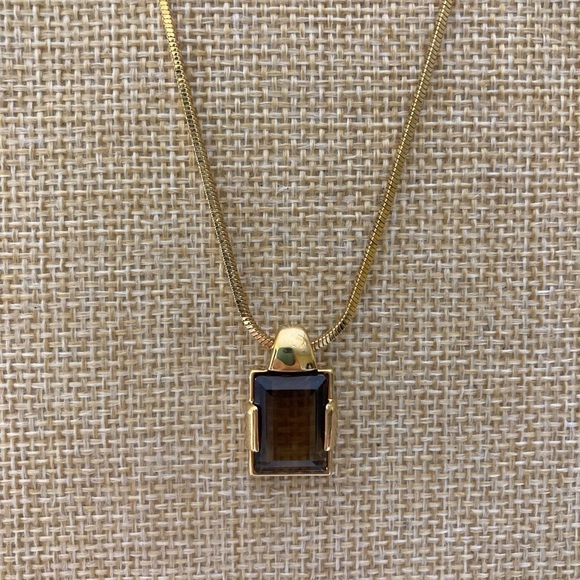 Swarovski Crystals‎ Swan Logo Pendant Necklace Smoky Brown - Picture 1 of 8